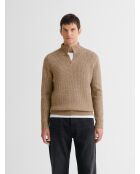Maglione a collo alto aperto in maglia con perline Taupe 3 Taupe