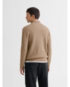 Maglione a collo alto aperto in maglia con perline Taupe 3 Taupe