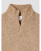 Maglione a collo alto aperto in maglia con perline Taupe 3 Taupe