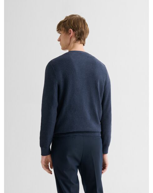 Mitternachtsblauer Pullover mit Knöpfen aus Biobaumwolle