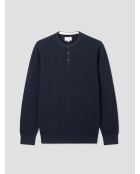 Mitternachtsblauer Pullover mit Knöpfen aus Biobaumwolle