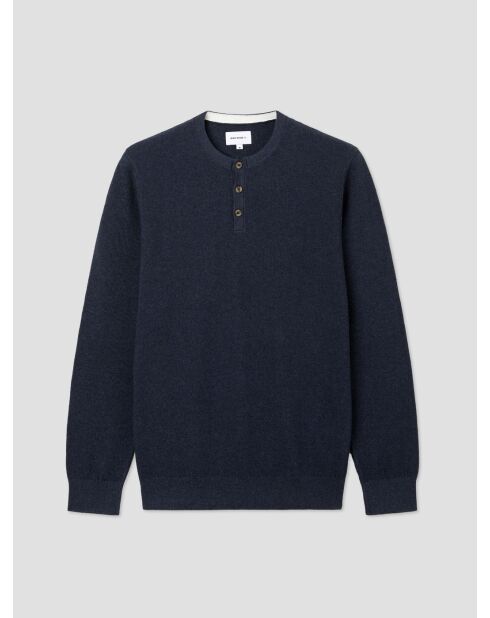 Mitternachtsblauer Pullover mit Knöpfen aus Biobaumwolle