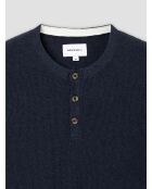 Mitternachtsblauer Pullover mit Knöpfen aus Biobaumwolle