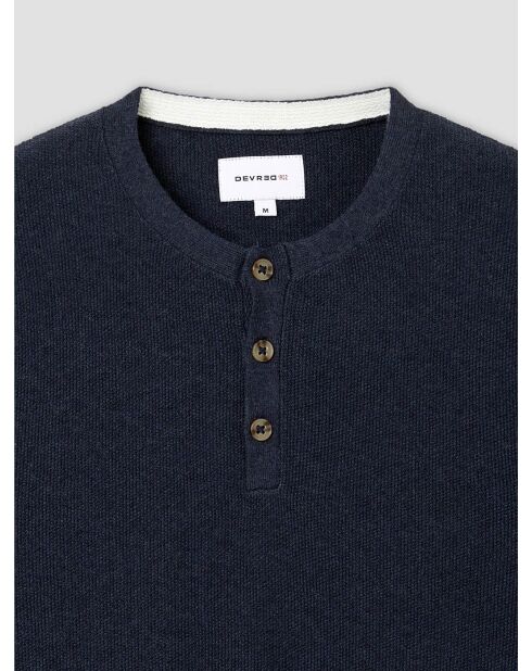 Mitternachtsblauer Pullover mit Knöpfen aus Biobaumwolle