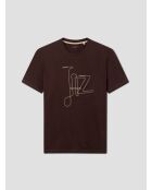 T-shirt col rond suédé marron
