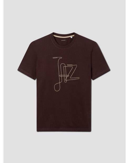 T-shirt col rond suédé marron