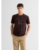 T-shirt col rond suédé marron