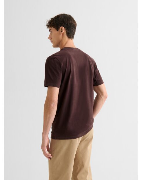 T-shirt col rond suédé marron