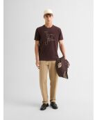 T-shirt col rond suédé marron