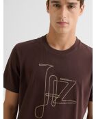 T-shirt col rond suédé marron
