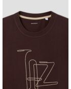 T-shirt col rond suédé marron