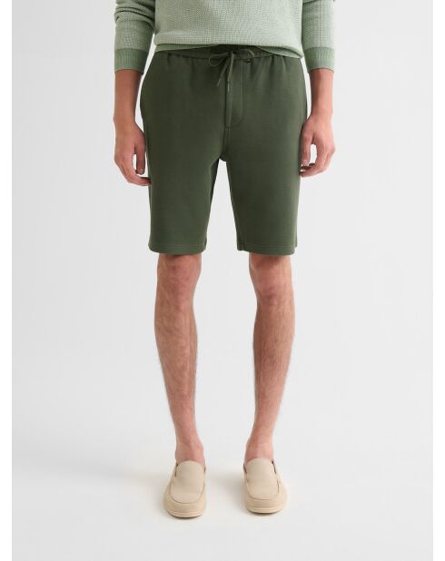 Bermuda regular taille élastiquée vert olive