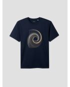 T-shirt col rond en coton bleu marine