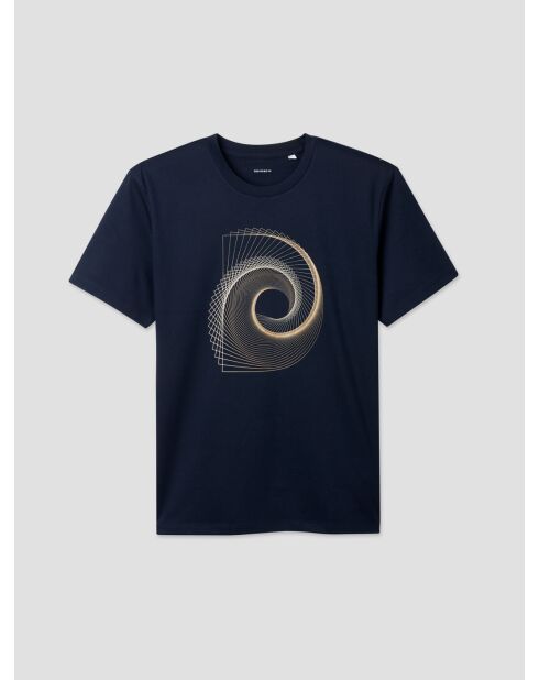 T-shirt col rond en coton bleu marine