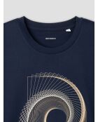 T-shirt col rond en coton bleu marine