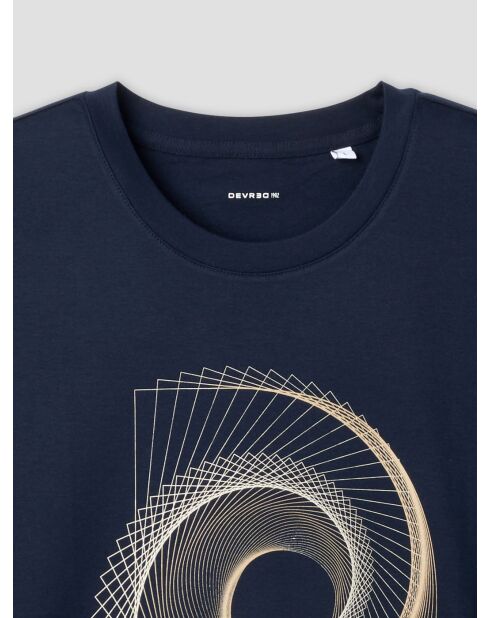 T-shirt col rond en coton bleu marine