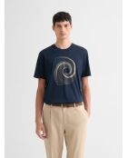 T-shirt col rond en coton bleu marine