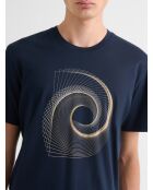T-shirt col rond en coton bleu marine