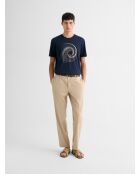 T-shirt col rond en coton bleu marine