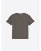 T-shirt col V en coton Supima marron