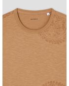 T-shirt col rond en coton camel 2