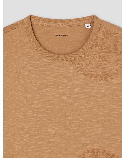 T-shirt col rond en coton camel 2