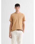 T-shirt col rond en coton camel 2