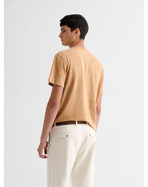 T-shirt col rond en coton camel 2