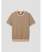 Sandbeiges Rundhals-T-Shirt aus Bio-Baumwolle