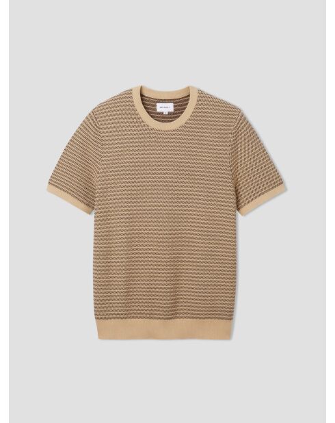 T-shirt col rond en coton biologique beige sable