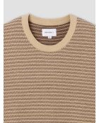 Sandbeiges Rundhals-T-Shirt aus Bio-Baumwolle