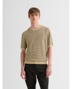 Sandbeiges Rundhals-T-Shirt aus Bio-Baumwolle