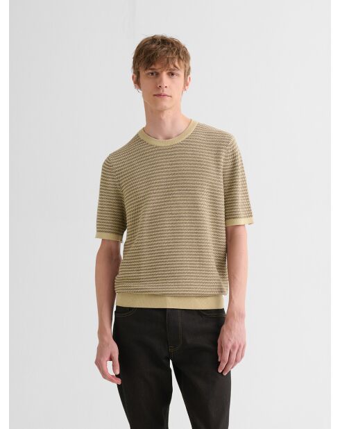 T-shirt col rond en coton biologique beige sable