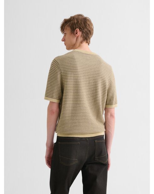 T-shirt col rond en coton biologique beige sable