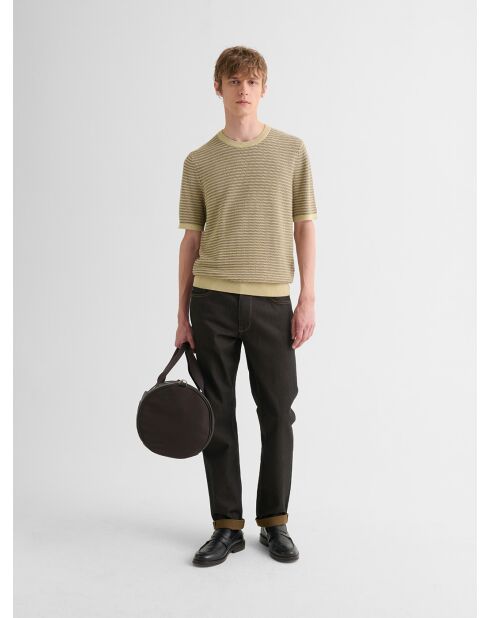 T-shirt col rond en coton biologique beige sable