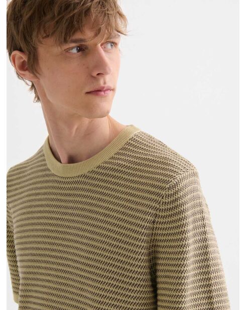 T-shirt col rond en coton biologique beige sable