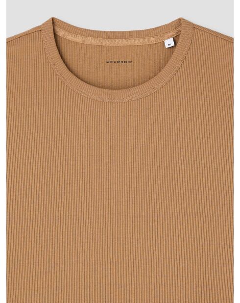 T-shirt col rond camel 2