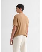 T-shirt col rond camel 2