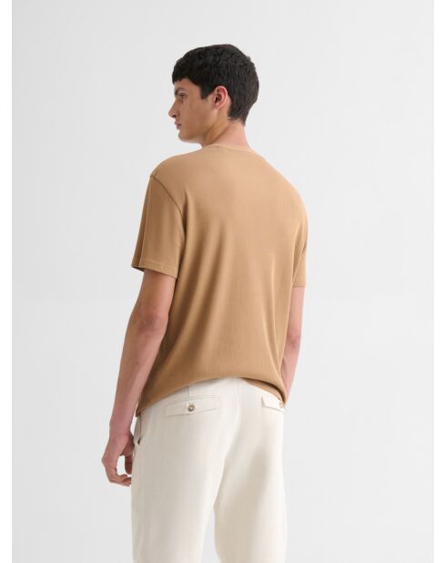 T-shirt col rond camel 2