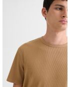 T-shirt col rond camel 2