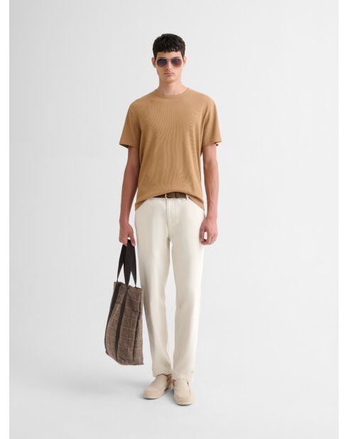 T-shirt col rond camel 2