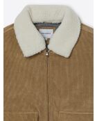 Blouson en velours col sherpa camel