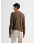 T-shirt manches longues col rond chiné café