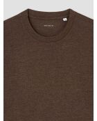 T-shirt manches longues col rond chiné café