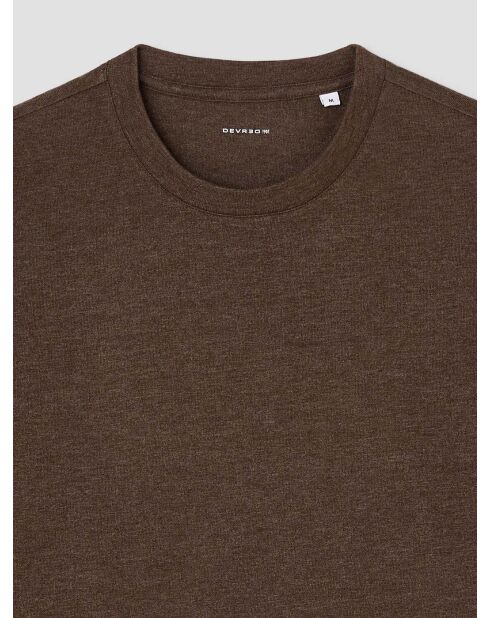T-shirt manches longues col rond chiné café