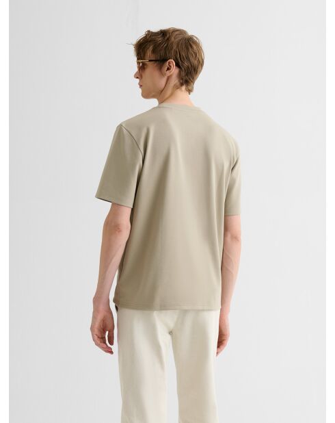 T-shirt col rond regular beige sable