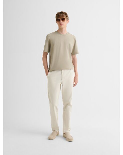 T-shirt col rond regular beige sable