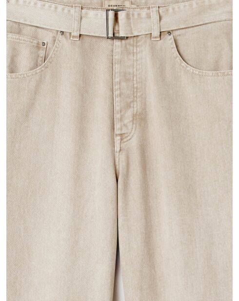 L'Atelier ecrufarbene, lockere Twill-Jeans mit Gürtel