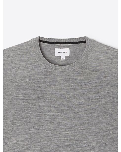 Pull col rond en laine Mérinos gris chiné clair