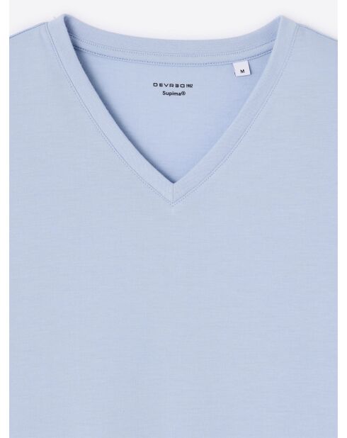 T-shirt col V Supima bleu ciel 2
